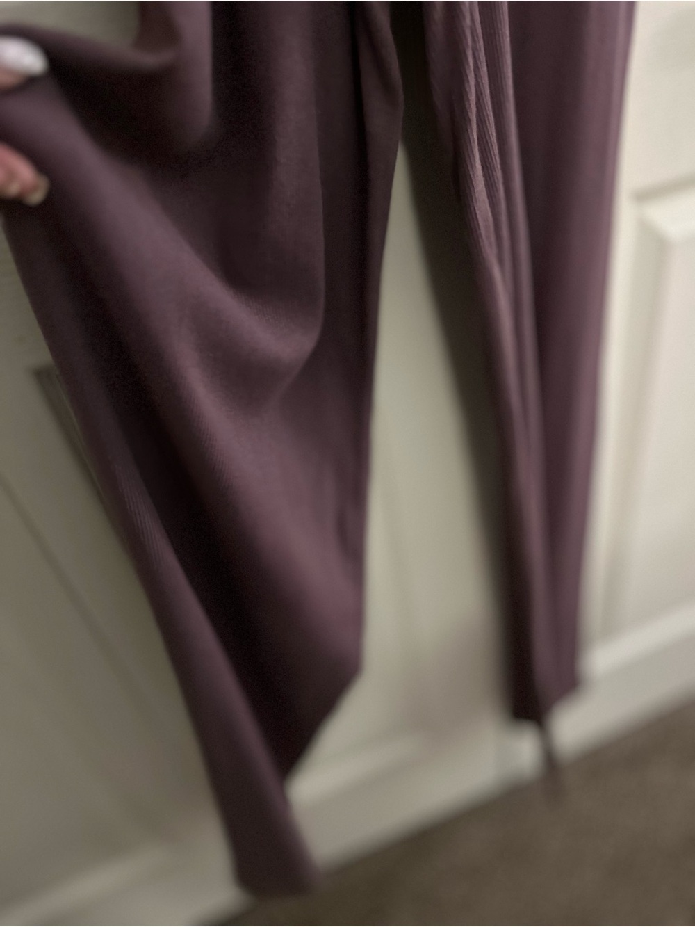 Meshki Basics Plum Wide-Leg Spaghetti Strap Ribbed Jumpsuit Sz Med - Picture 4 of 10